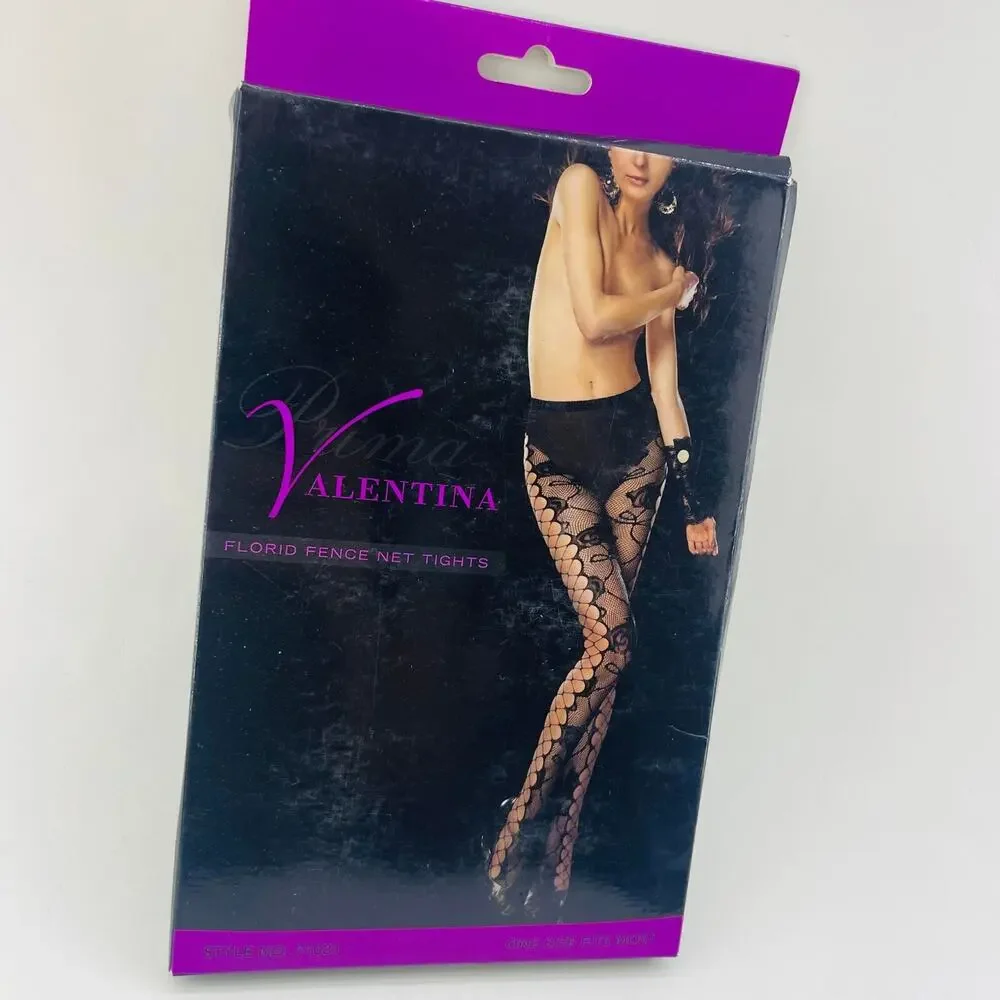 Valentina Sexy Mesh Stocking Florid Fence Net Tights Criss Cross LaceUp SexySide
